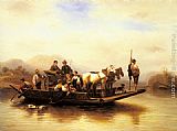 Wilhelm Alexander Meyerheim The Ferry Crossing painting
